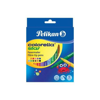 Pelikan® 814508 Fasermaler Colorella® Star - 0,6 mm, Faltschachtel 12 Farben sortiert