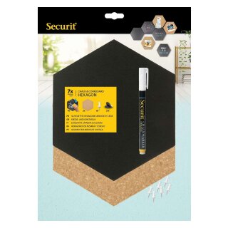 Securit® 17-FB-CB-HEX Kreide-/Korktafel-Set - Hexagon Form
