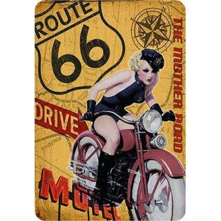 Schild Spruch "Route 66 The Mother Road" 20 x 30 cm Blechschild