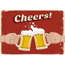 Schild Spruch "Cheers" 30 x 20 cm Blechschild