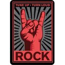 Schild Spruch "Tune up, Turn loud, Rock" 20 x...