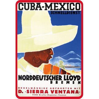 Schild Spruch "Cuba-Mexico Schnelldienst" 20 x 30 cm Blechschild