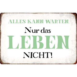 Schild Spruch "Alles kann warten, Leben nicht" 30 x 20 cm Blechschild