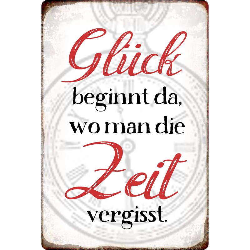Blechschild Glück anfassen mit Kalender