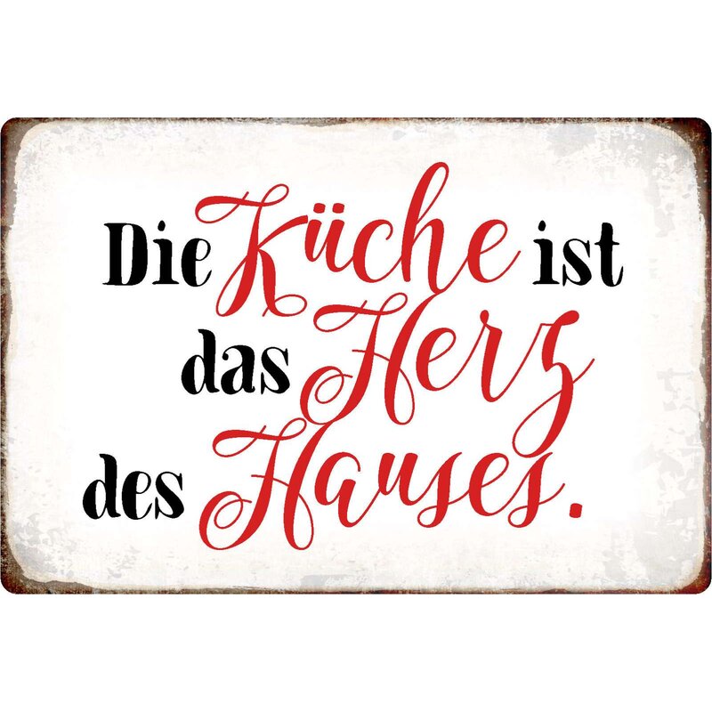 Schild Spruch "Küche ist Herz des Hauses" 30 x 20 cm Blechschild, 10,