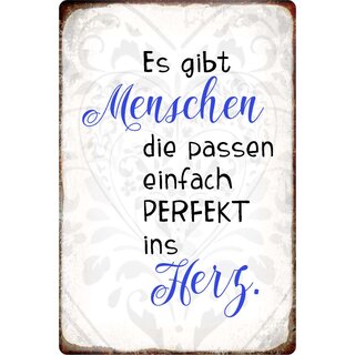 Schild Spruch "Menschen, die passen ins Herz" 20 x 30 cm Blechschild,