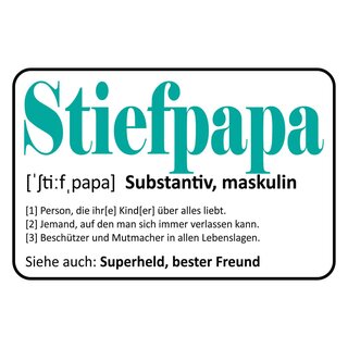 Schild Spruch "Stiefpapa Superheld, bester Freund" 30 x 20 cm Blechschild