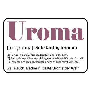 Schild Spruch "Uroma Bäckerin, beste Uroma der Welt" 30 x 20 cm Blechschild