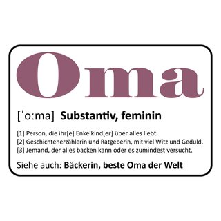 Schild Spruch "Oma Bäckerin, beste Oma der Welt" 30 x 20 cm Blechschild