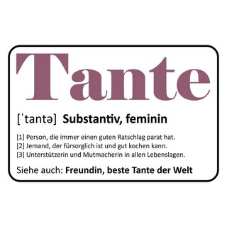 Schild Spruch "Tante Freundin, beste Tante der Welt" 30 x 20 cm Blechschild
