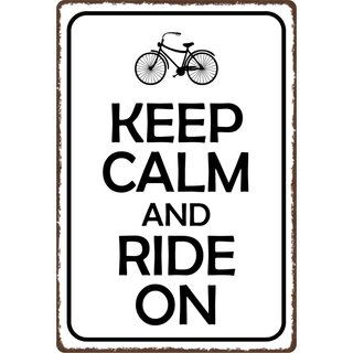 Schild Spruch "Keep Calm and Ride on" 20 x 30 cm Blechschild