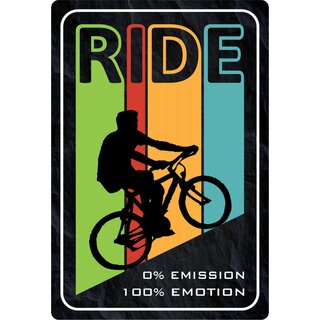 Schild Spruch "Ride 0% Emission 100% Emotion" 20 x 30 cm Blechschild