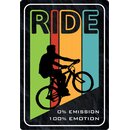 Schild Spruch "Ride 0% Emission 100% Emotion"...