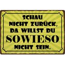 Schild Spruch "Schau nicht zurück" 30 x 20...