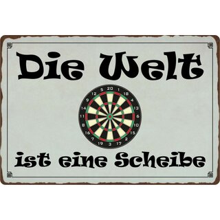 Schild Spruch "Die Welt ist eine Scheibe" 30 x 20 cm Blechschild