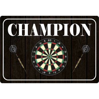 Schild Spruch "Champion (Darts)" 30 x 20 cm Blechschild