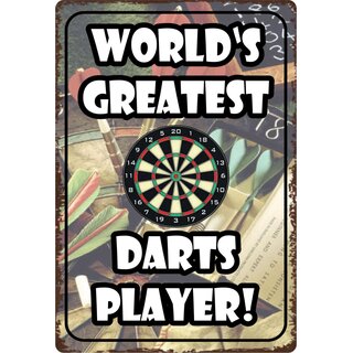 Schild Spruch "World´s Greatest Darts Player!" 20 x 30 cm Blechschild