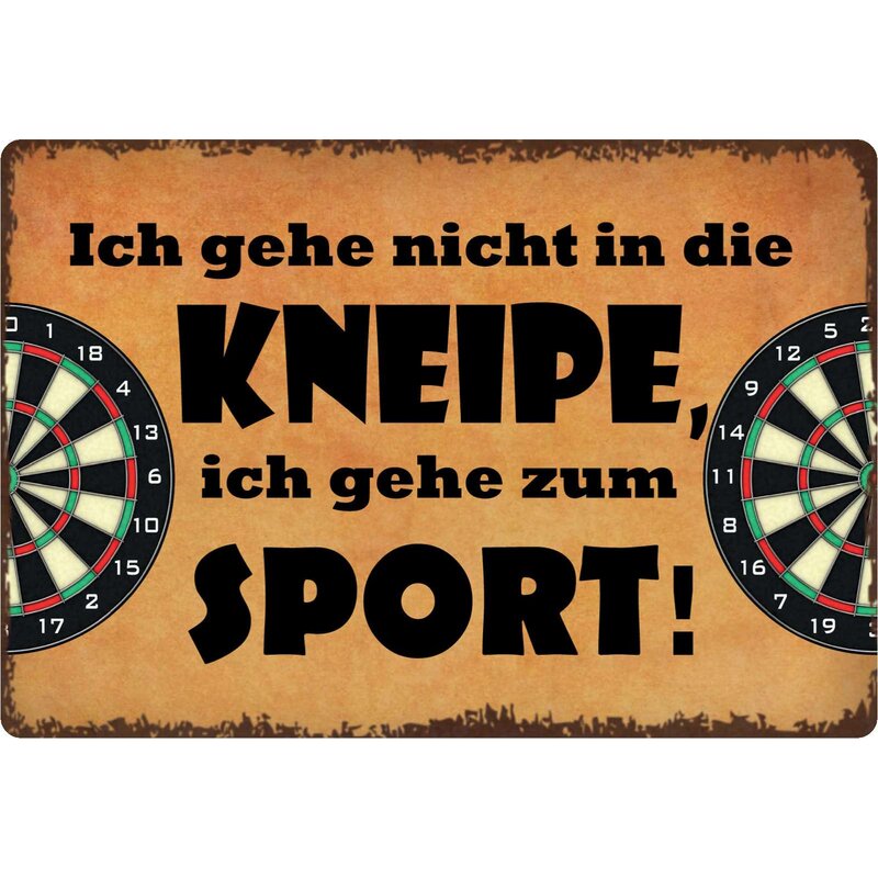 Schild Spruch "Ich gehe nicht in die Kneipe ich gehe zum Sport" 30 x
