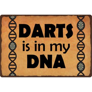 Schild Spruch "Darts is in my DNA" 30 x 20 cm Blechschild