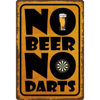 Schild Spruch "No Beer No Darts" 20 x 30 cm Blechschild