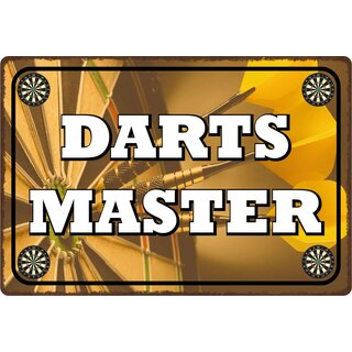 Schild Spruch "Darts Master" 30 x 20 cm Blechschild