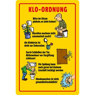 Schild Spruch "Klo-Ordnung" 20 x 30 cm Blechschild