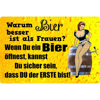 Schild Spruch "Warum Bier besser ist als Frauen" 30 x 20 cm Blechschild