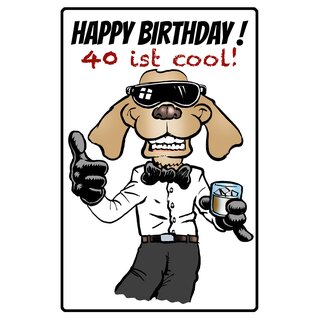 Schild Spruch "Happy Birthday 40 ist cool" 20 x 30 cm Blechschild