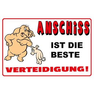 Schild Spruch "Anschiss ist die beste Verteidigung" 30 x 20 cm Blechschild