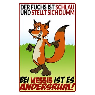 Schild Spruch "Fuchs ist schlau und stellt sich dumm" 20 x 30 cm Blechschild