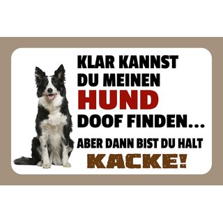 Schild Spruch "Kannst meinen Hund doof finden" 30 x 20 cm Blechschild