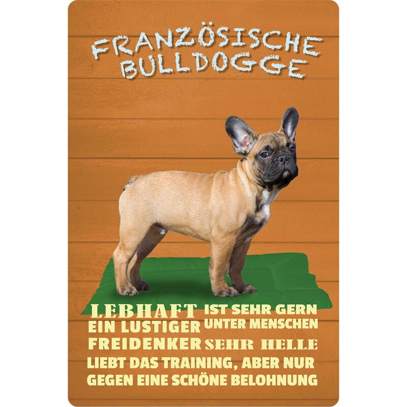 Schiefertafel « FRANZÖSISCHE BULLDOGGE SCHÖNSTER HUND » Spruch Hunde Deko Wand 