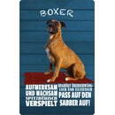 Schild Spruch "Hund Boxer Aufmerksam und...