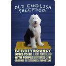 Schild Spruch "Hund Old English Sheepdog Bubbly...