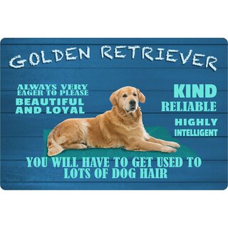 Schild Spruch "Hund Golden Retriever Beautiful and loyal" 30 x 20 cm Blechschild