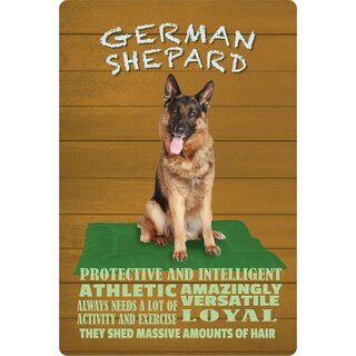 Schild Spruch "Hund German Shepard Intelligent Athletic" 20 x 30 cm Blechschild