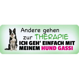 Schild Spruch "Andere gehen zur Therapie" 27 x 10 cm Blechschild