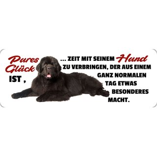 Schild Spruch "Pures Glück ist Zeit mit Hund verbringen" 27 x 10 cm Blechschild