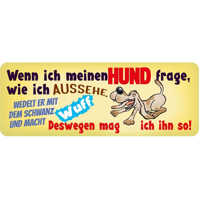 Schild Spruch "Wenn ich meinen Hund frage, wie ich aussehe" 27 x 10 c