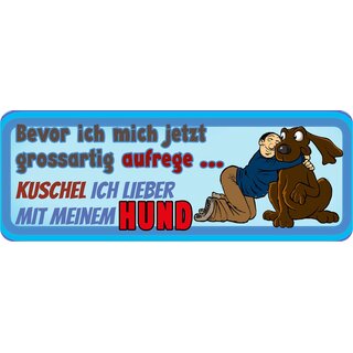 Schild Spruch "Bevor ich micht jetzt grossartig aufrege" 27 x 10 cm Blechschild