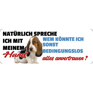 Schild Spruch "Natürlich spreche ich mit meinem Hund" 27 x 10 cm Blechschild