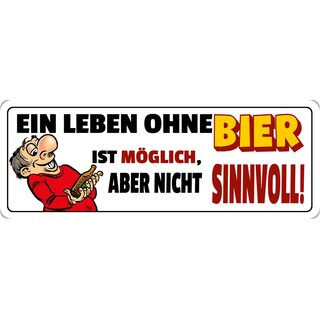 Schild Spruch "Leben ohne Bier möglich" 27 x 10 cm Blechschild