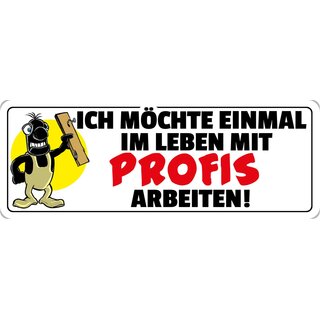 Schild Spruch "Ich möchte einmal mit Profis arbeiten" 27 x 10 cm Blechschild
