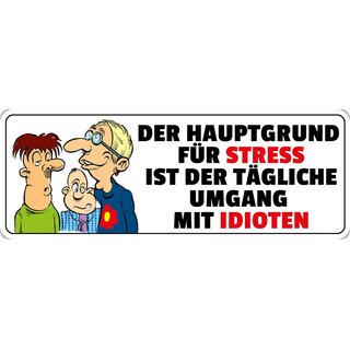 Schild Spruch "Hauptgrund für Stress" 27 x 10 cm Blechschild
