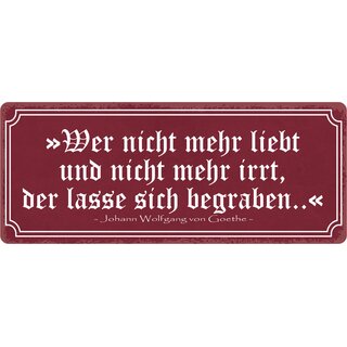 Schild Spruch "Wer nicht mehr liebt und nicht mehr irrt" 27 x 10 cm B
