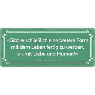 Schild Spruch "Gibt es eine bessere Form mit dem Leben fertig zu werden" 27 x 10 cm Blechschild