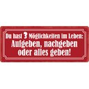 Schild Spruch "Du hast 3 Möglichkeiten im...