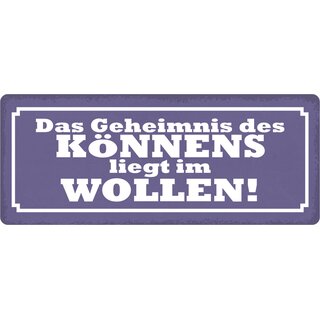Schild Spruch "Geheimnis des Könnens" 27 x 10 cm Blechschild