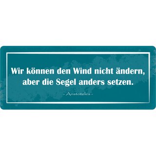 Schild Spruch "Wir können den Wind nicht ändern" 27 x 10 cm Blechschild