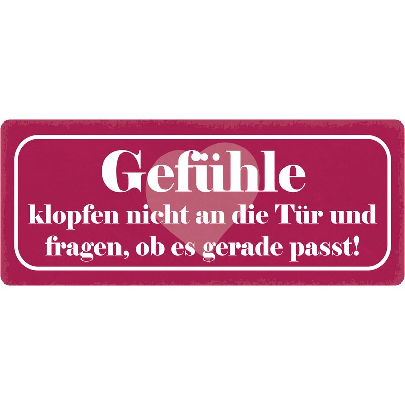 Schild Spruch "Gefühle klopfen nicht an die Tür" 27 x 10 cm Blechschi